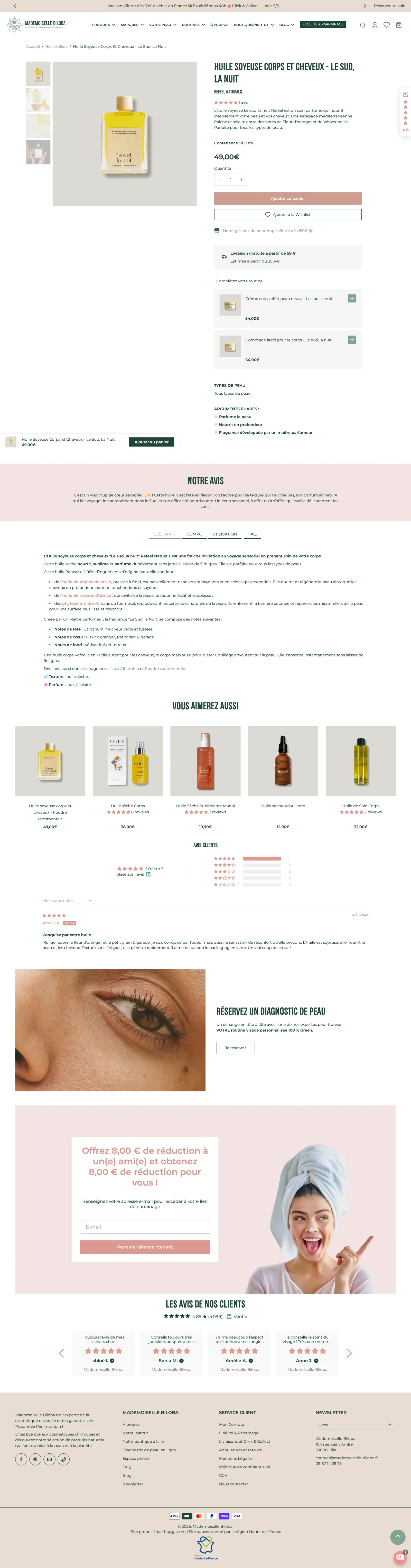 Page collection Mademoiselle Biloba — thème Shopify entièrement refondu avec précision millimétrique